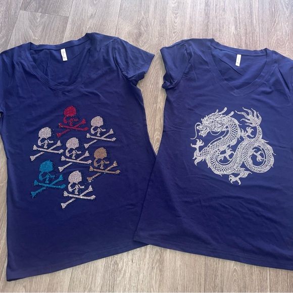 The Normal Brand Kids Navy T-Shirt Duo with Dragon and Skull Designs - Picture 1 of 5